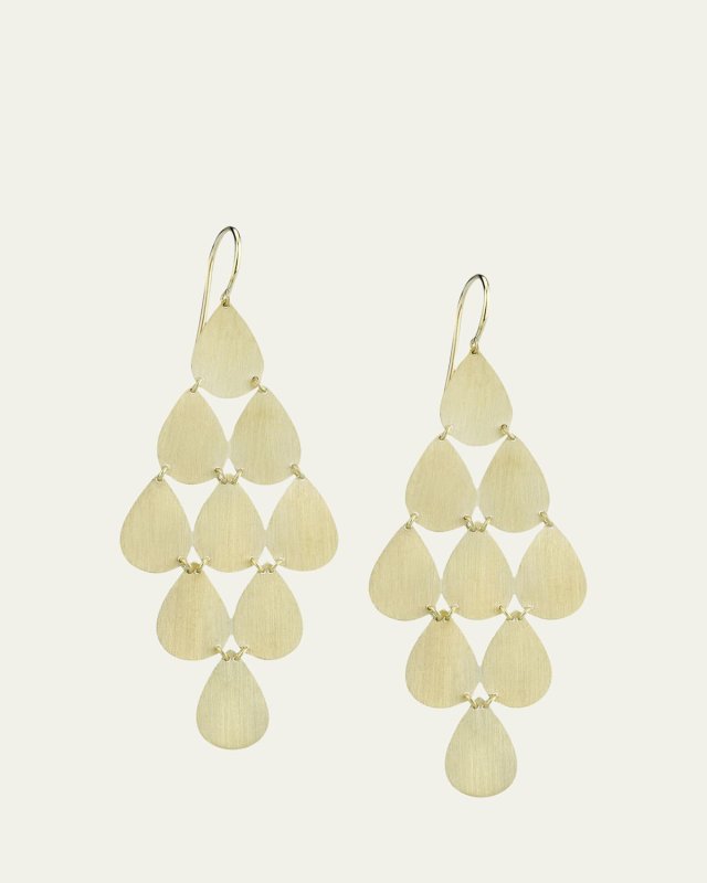 18K Yellow Gold 9 Drop Chandelier Earrings